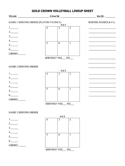 Volleyball Rotation Template